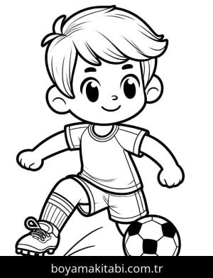 Futbol boyama sayfası – PDF indir, sevimli karakter