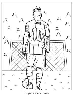 Futbol boyama sayfası – sevimli karakter, sanatsal çalışma