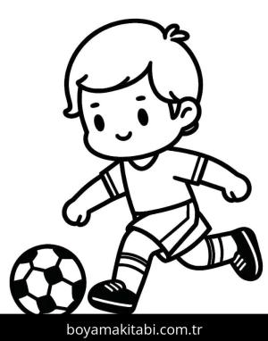 Futbol boyama sayfası – PDF indir, sevimli karakter