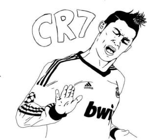 Futbol boyama sayfası, Football coloring page, Muhteşem Cristiano Ronaldo, 