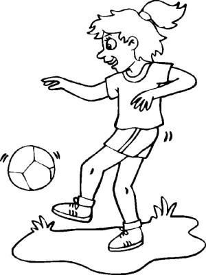 Futbol boyama sayfası, Football coloring page, Bir Kız Futbol Oynuyor, 