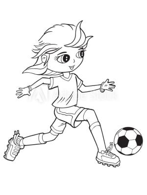 Futbol boyama sayfası, Football coloring page, Sevimli Kız Futbol Oynuyor, 