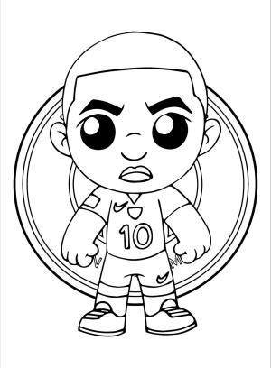 Futbol boyama sayfası, Football coloring page, Chibi Kylian Mbappe’yi çiz, 