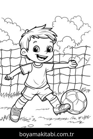 Futbol boyama sayfası – sevimli karakter, sanatsal çalışma