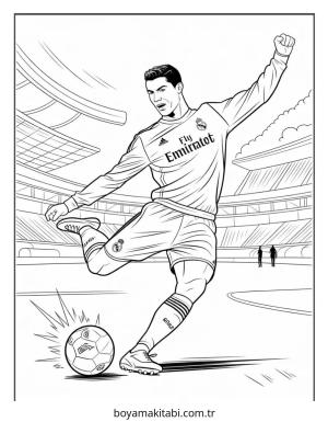 Futbol boyama sayfası – sevimli karakter, sanatsal çalışma