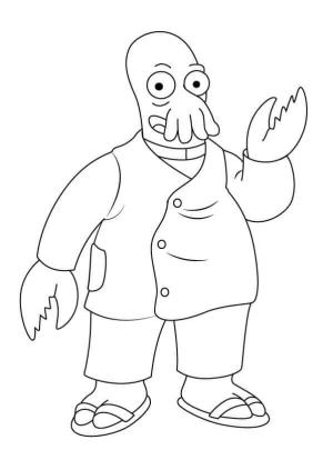 Futurama boyama sayfası,  coloring page, Futurama’dan Zoidberg, 