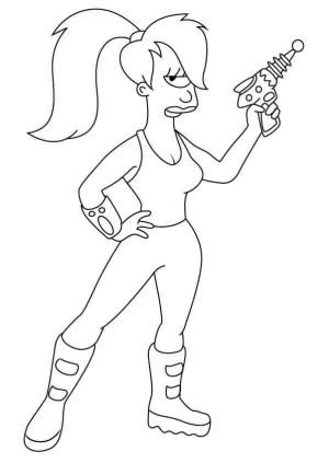 Futurama boyama sayfası,  coloring page, Futurama’dan Turanga Leela, 