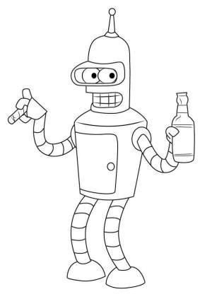 Futurama boyama sayfası,  coloring page, Futurama’dan Bender, 