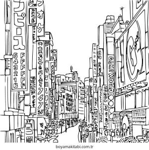 Future City boyama sayfası – çizgi film temalı, basit çizim