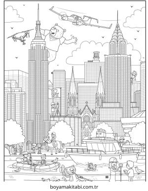 Future City boyama sayfası – okul öncesi, evde etkinlik