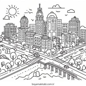 Future City boyama sayfası – kolay boyama, eğitici aktivite