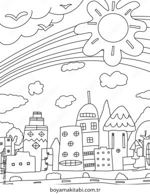 Future City boyama sayfası – eğitici aktivite, yaratıcılık
