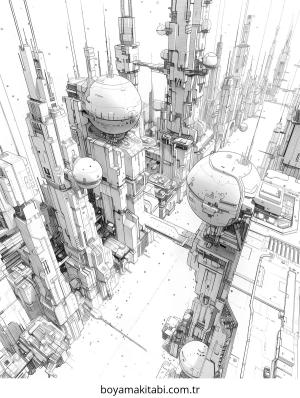 Future City boyama sayfası – boyama çalışması, yaratıcılığı geliştirir