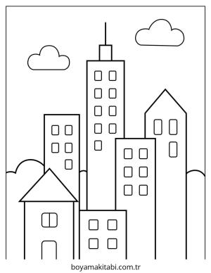 Future City boyama sayfası – kolay boyama, eğitici aktivite