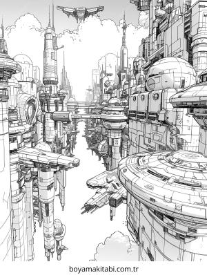 Future City boyama sayfası – boyama etkinliği, çocuk aktivitesi