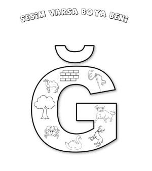 Ğ Harfi boyama sayfası,  coloring page, Ğ Harfi ve doğa, 