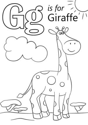 G Harfi boyama sayfası,  coloring page, Zürafa G Harfi, 