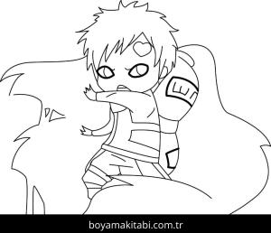 Gaara boyama sayfası – PDF indir, sevimli karakter