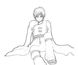 Gaara boyama sayfası,  coloring page, Oturan Gaara, 