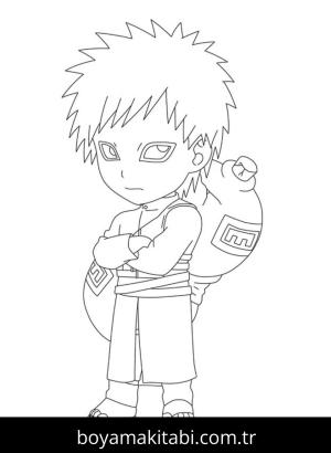 Gaara boyama sayfası – kolay boyama, eğitici aktivite