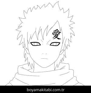 Gaara boyama sayfası – çocuklar için, çizgi film temalı