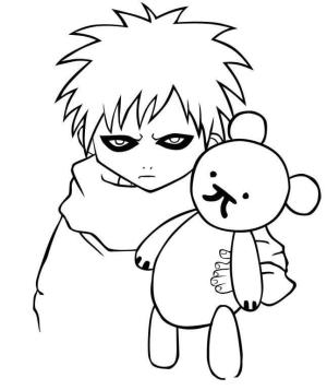 Gaara boyama sayfası,  coloring page, Oyuncak Ayı ile Gaara, 