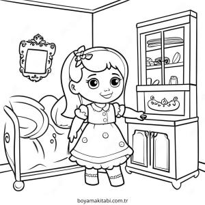 Gabby Dollhouse boyama sayfası – okul öncesi, evde etkinlik