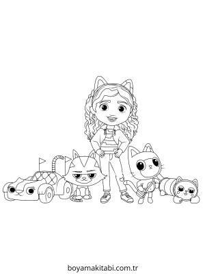 Gabby Dollhouse boyama sayfası – kolay boyama, eğitici aktivite