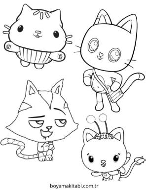 Gabby Dollhouse boyama sayfası – çocuk aktivitesi, PDF indir