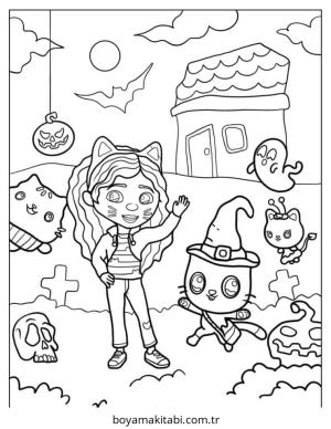 Gabby Dollhouse boyama sayfası – PDF indir, sevimli karakter