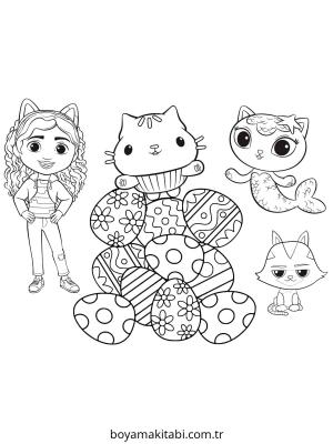 Gabby Dollhouse boyama sayfası – sevimli karakter, sanatsal çalışma