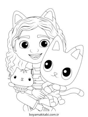 Gabby Dollhouse boyama sayfası – sevimli karakter, sanatsal çalışma