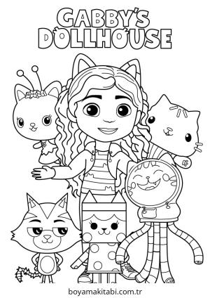 Gabby Dollhouse boyama sayfası – çocuk aktivitesi, PDF indir