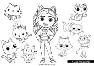 Gabby Dollhouse boyama sayfası – evde etkinlik, ücretsiz yazdır