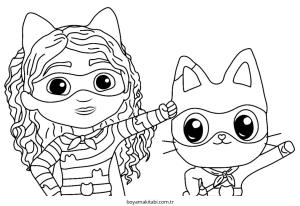 Gabby Dollhouse boyama sayfası – eğlenceli etkinlik, el becerilerini geliştirir