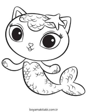 Gabby Dollhouse boyama sayfası – el becerilerini geliştirir, boyama çalışması