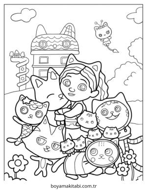 Gabby Dollhouse boyama sayfası – evde etkinlik, ücretsiz yazdır