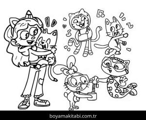 Gabby'nin Hayal Evi boyama sayfası – çizgi film temalı, basit çizim