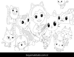 Gabby'nin Hayal Evi boyama sayfası – renkli çizimler, okul öncesi