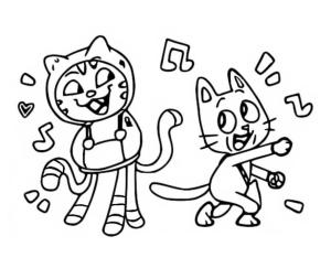 Gabby nin Hayal Evi boyama sayfası,  coloring page, DJ Catnip ve Pandy Pençeleri Gabby nin Hayal Evi, 