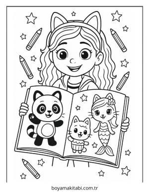 Gabby boyama sayfası – çocuklar için, çizgi film temalı