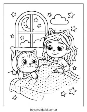 Gabby boyama sayfası – keyifli zaman, renkli çizimler