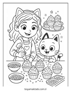 Gabby boyama sayfası – eğlenceli etkinlik, el becerilerini geliştirir