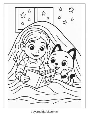 Gabby boyama sayfası – keyifli zaman, renkli çizimler