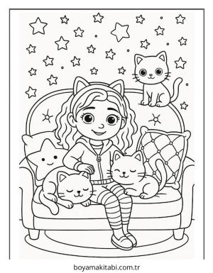 Gabby boyama sayfası – renkli çizimler, okul öncesi