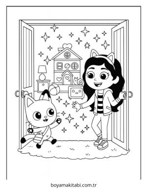 Gabby boyama sayfası – sevimli karakter, sanatsal çalışma