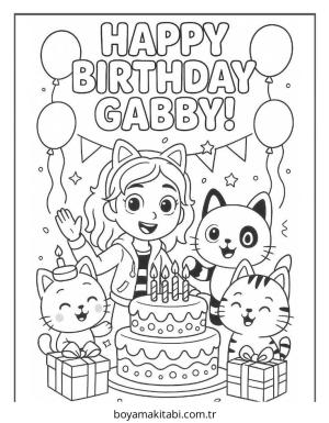 Gabby boyama sayfası – renkli çizimler, okul öncesi