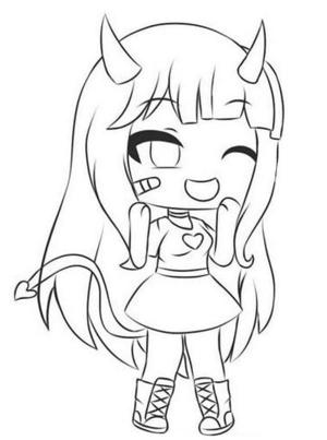 Gacha Life boyama sayfası,  coloring page, Kawaii kızı Gacha Life, 