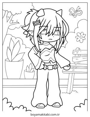 Gacha Life boyama sayfası – boyama etkinliği, çocuk aktivitesi