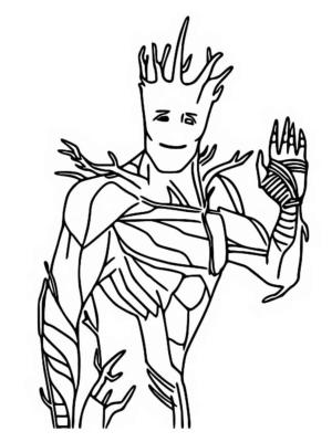 Galaksinin Koruyucuları boyama sayfası,  coloring page, Groot El Sallıyor, 